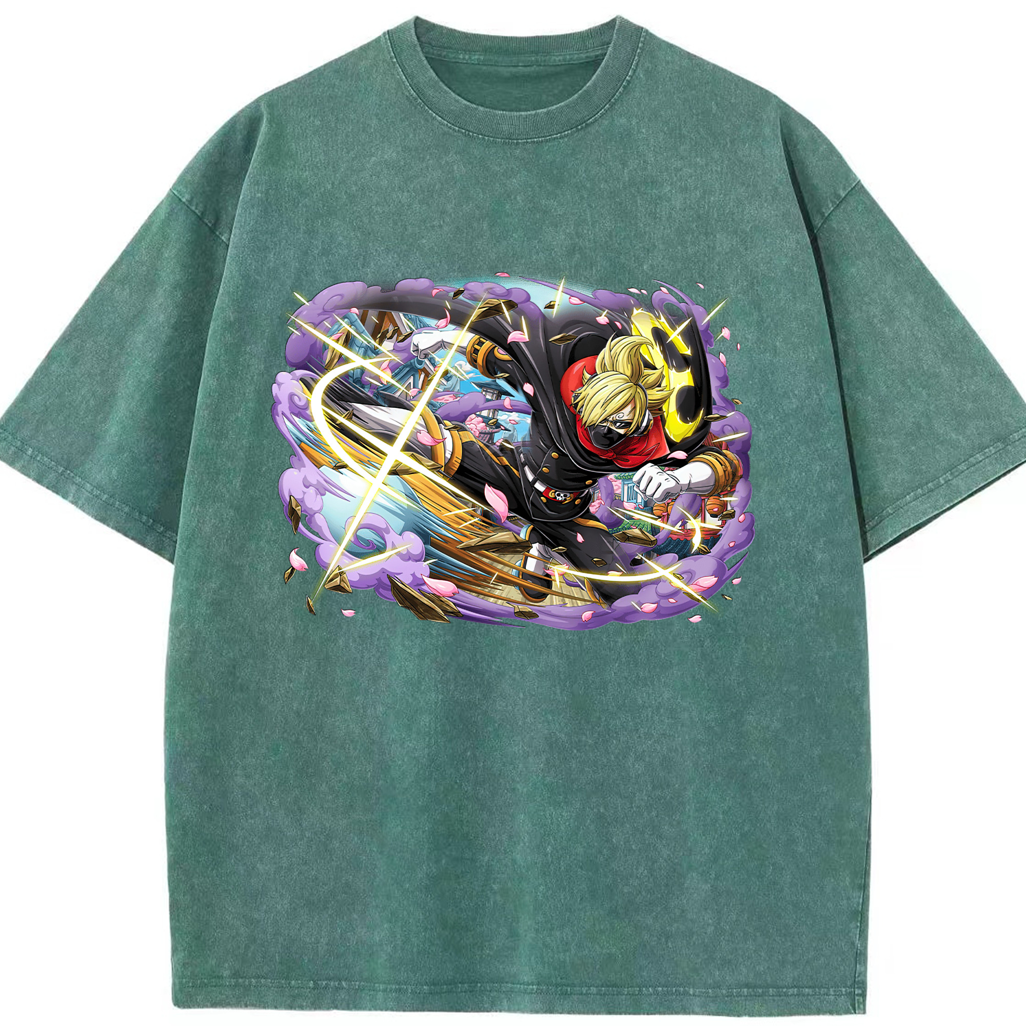 ワンピース サンジ ONE PIECE Sanji 綿100% ヴィンテージ風 半袖Tシャツ（フロントプリント）